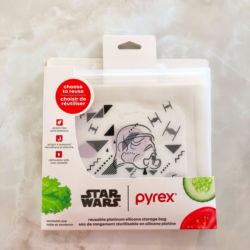 Pyrex Star Wars Reuseable Platinum Silicone Storage Sandwich Bag Stormtrooper